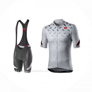 2021 Ropa Ciclismo Castelli Gris Blanco Mangas Corta y Culotte Corto (5)
